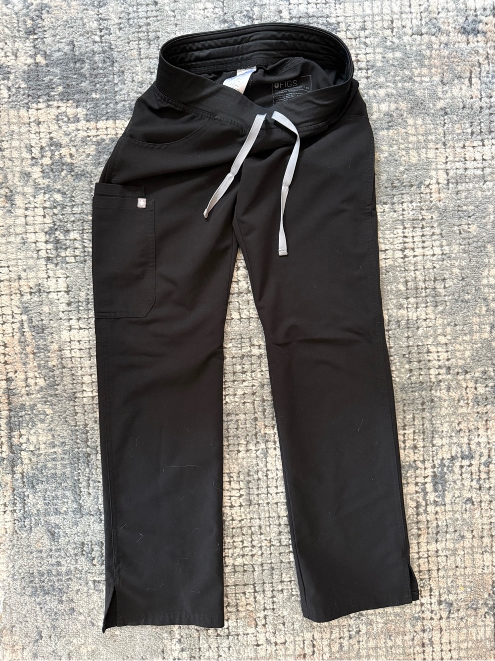 Figs Women's Straight Leg Black Scrub Pants with Drawstring